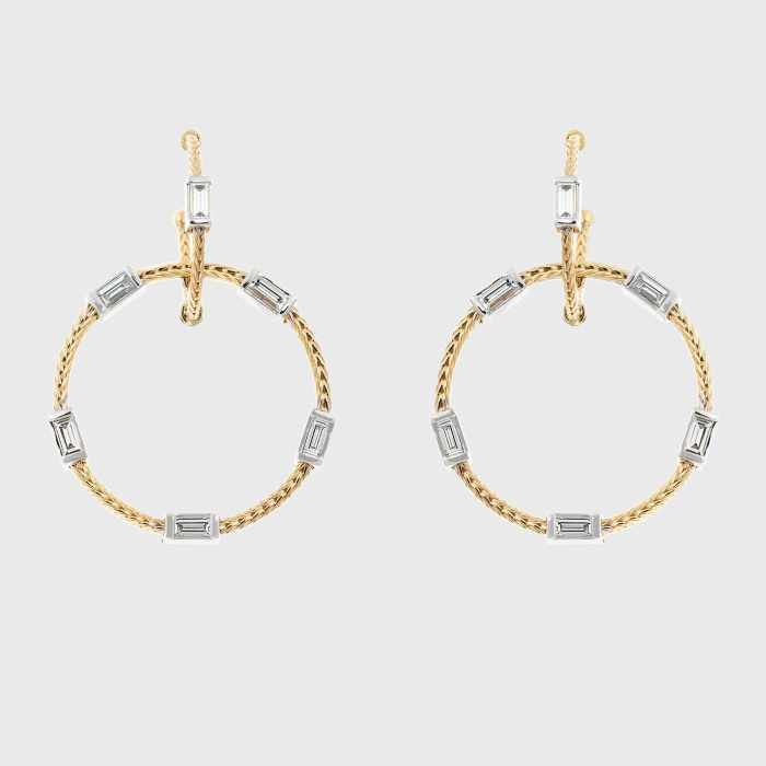 Yellow gold earrings with white diamonds