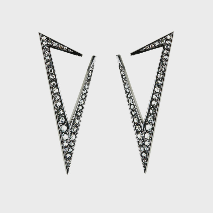 Black gold earrings with white diamonds