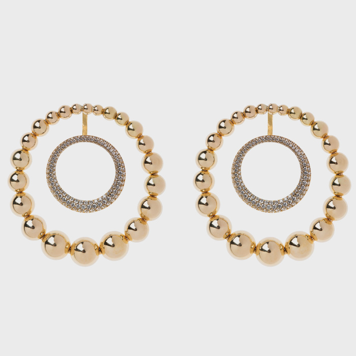Yellow gold hoop earrings with white diamonds