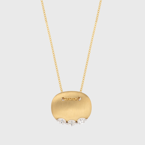 Yellow gold pendant necklace with marquise white diamonds