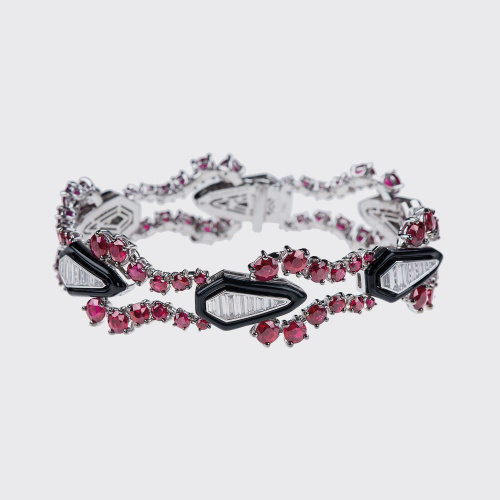 White gold bracelet with rubies and white diamonds
