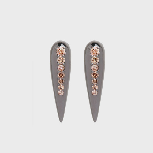 Black gold stud earrings with brown diamonds