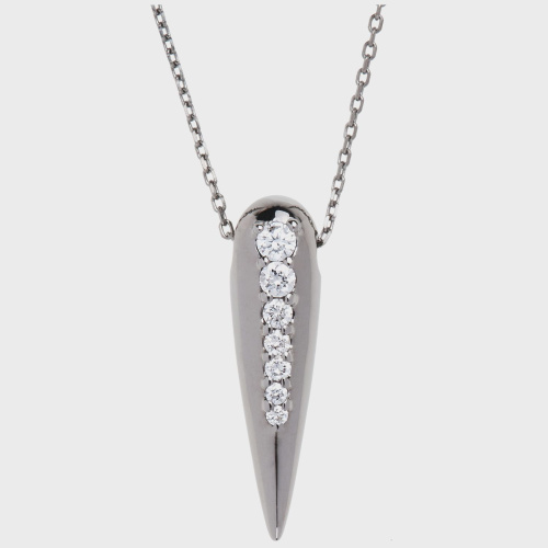 Black gold pendant necklace with white diamonds
