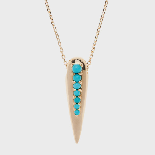 Yellow gold pendant necklace with turquoises