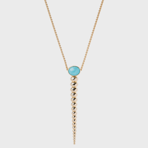 Yellow gold pendant necklace with turquoise