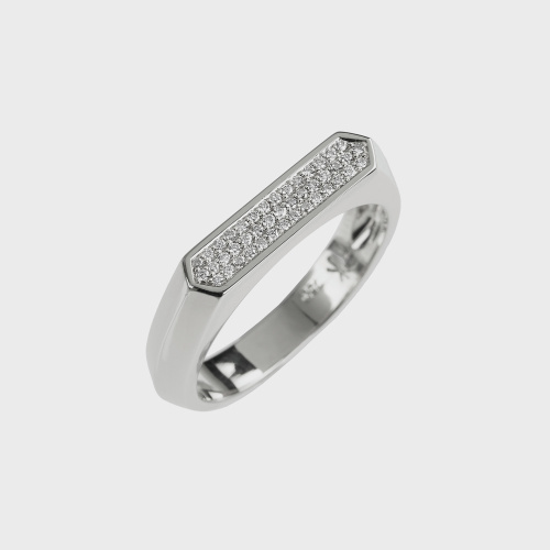 White gold band ring with white diamonds