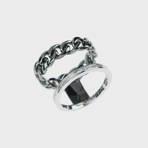 Black gold ring with white diamond baguettes